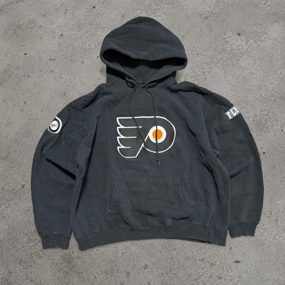 Y2K 2000’s NHL Flyers Embroidered Hoodie Black Men’s Size Large